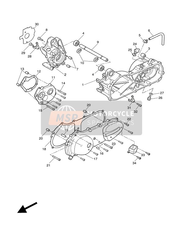 Yamaha YQ100 AEROX 2002 Crankcase for a 2002 Yamaha YQ100 AEROX